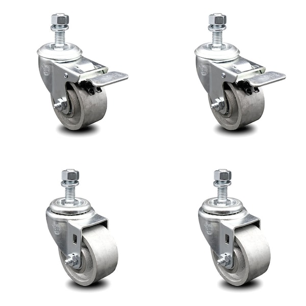 Service Caster 3 Inch Semi Steel Wheel Swivel 1/2 Inch Stem Caster Total Lock Brake SCC, 2PK SCC-TSTTL20S314-SSS-M1215-2-S-2 - main